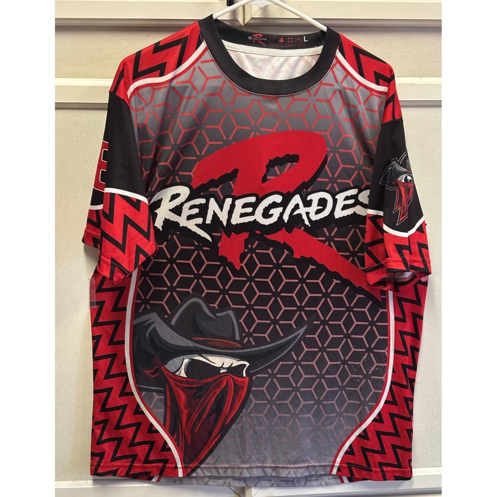 Renegades Baseball Jersey Number 76 Mens Large Red Gray Black Dryfit